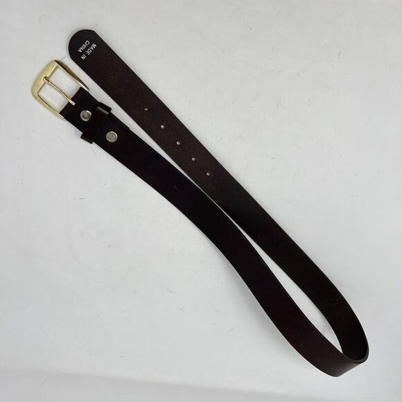 Unbranded Leather Belt Brown Genuine Leather Gold Color Hardwarare Men's Sz. 34 - Picture 8 of 9